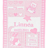 Personlig BABY PLEDD Rosa, Ideell dåpsgave.