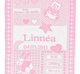 Personlig BABY PLEDD Rosa, Ideell dåpsgave.
